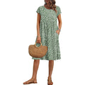 Auselily Women'S Summer Short Sleeve Knee-Length Dresses Round Neck Loose Dress With Pockets 2026 New
