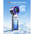 Portable Handheld Turbo Fan, 199 Gear Speed, 24 Hs Cooling Time, 5500Mah Rechargeable Mini Personal Hand Fan, Foldable Design, Travel Essentials, Beach Vacation, Gifts For Women, Men,Grey Purple