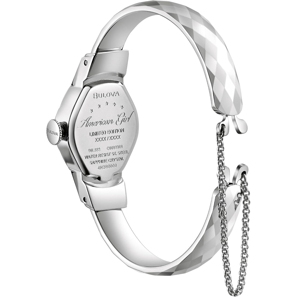 Bulova Ladies Limited Edition American Girl 2 Hand Silver Stainless Steel Quartz Bangle Watch Style:96L333