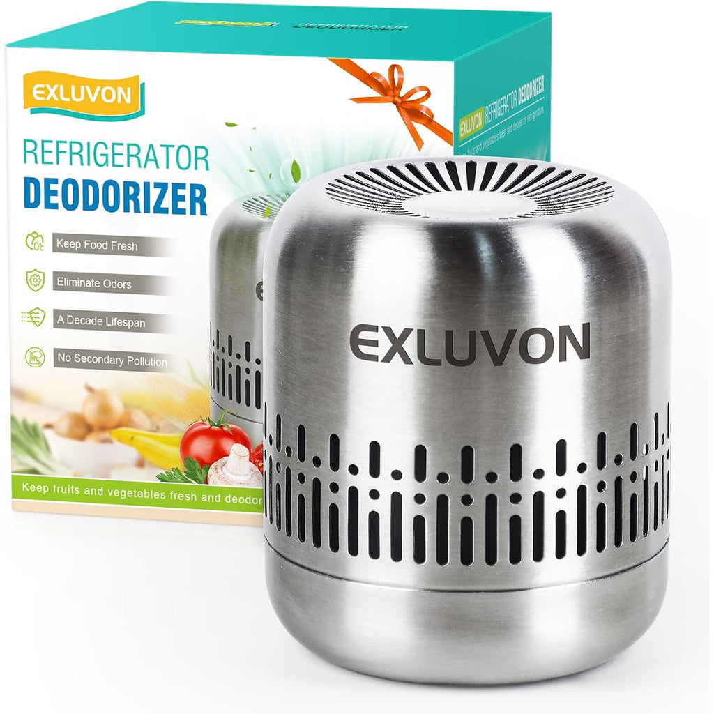 Refrigerator Deodorizer, 304 Stainless Steel, Long Lasting, Compact | Outperforms Baking Soda & Charcoal Bags, Reusable For Fridge Freezer Car Closet Rv, Fragrance Free Non Toxic, Fast Acting