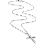 Miabella Rhodium Plated 925 Sterling Silver Small or Large Crucifix Necklace for Men Women, Cross Pendant with Rope Chain, Made in Italy
