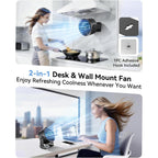 Digix Rechargeable Usb Desk Fan For Bedroom, 100 Speeds, 360° Rotation, Wall Mounted Design Small Portable Table Fan With Led Display, Quiet Personal Desktop Cooling Fans For Home Office (Black)