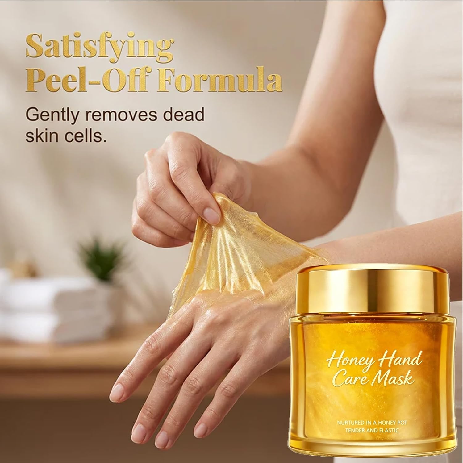 Moisturizing Nourishing Honey Hand Mask, Honey Peel Off Hand Wax Mask, Moisturizing Hydrating Hand Masks for Women (3Pcs)