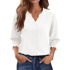 Lomon Button Down Shirts For Women 3/4 Length Sleeve Business Casual Blouses 2026 Summer Tops