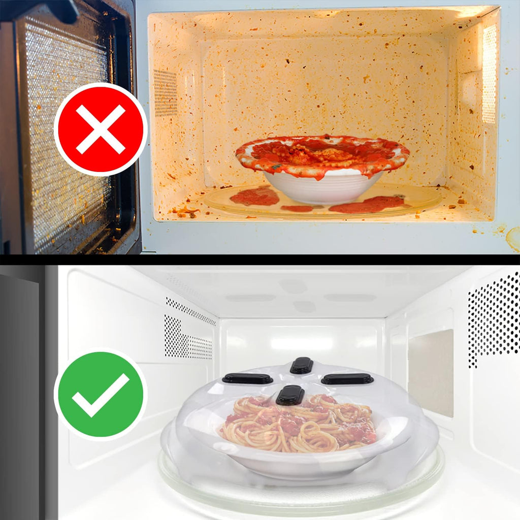 Hover Cover Magnetic Microwave Splatter Cover, Clear Microwave Cover For Food - Vented & Magnetic, 12-Inch, Food Grade Plate Cover, Bpa Free - Black