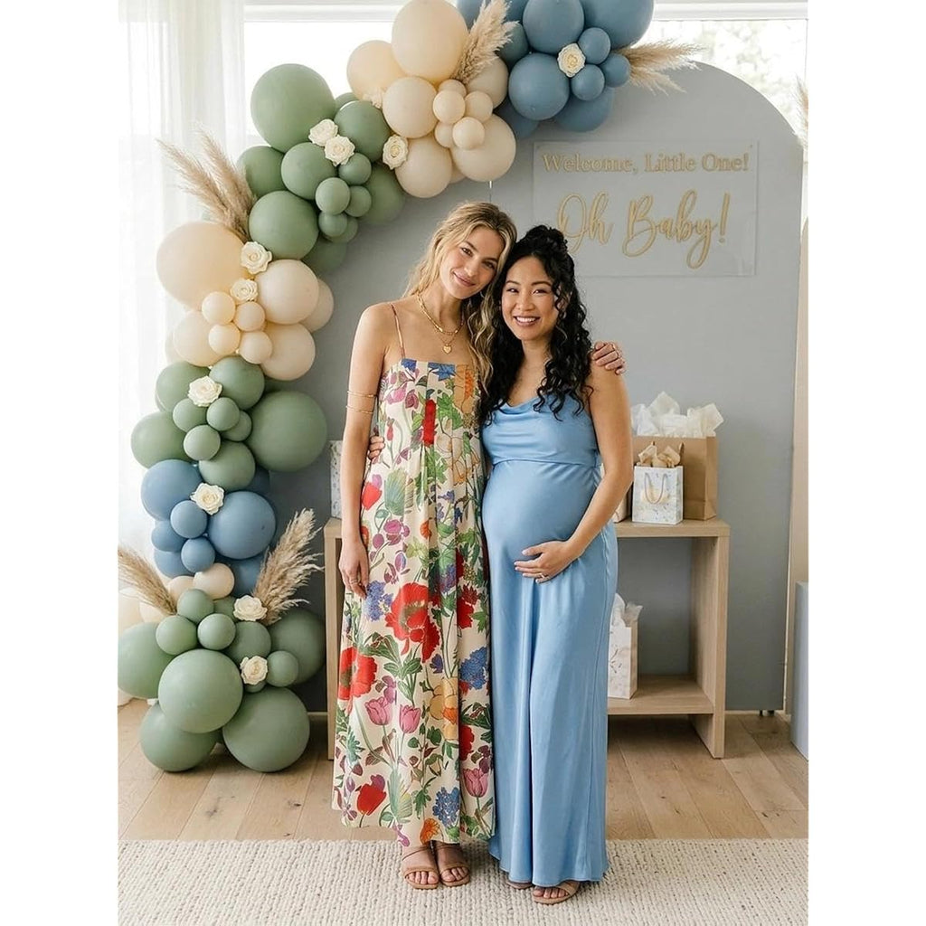 Abyovrt Women Boho Floral Maxi Dress Backless Spaghetti Strap A-Line Flowy Summer Vacation Long Dress