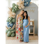 Abyovrt Women Boho Floral Maxi Dress Backless Spaghetti Strap A-Line Flowy Summer Vacation Long Dress
