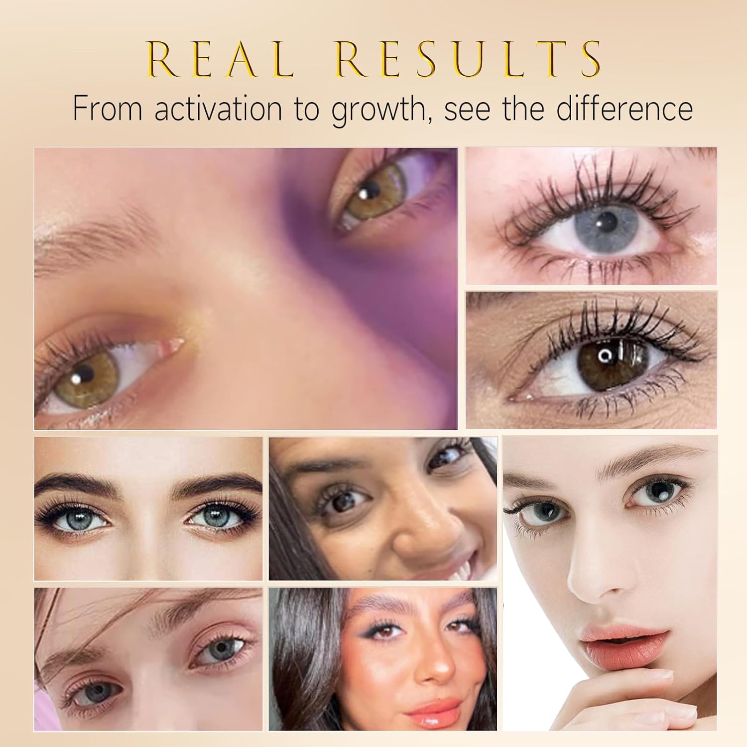 Eyelash Growth Serum – 15 Plant Extracts For Longer, Denser & Robust Lashes,Boosts Natural Lash Development,Eyelash Serum,Enhance Natural Beauty, Hypoallergenic Oil Free,Lash Growth Serum（Pure Gold）