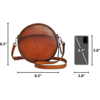 Leather Crossbody Bags,Circle Purse Shoulder Bag, Fashion Round Handbag For Travel,Valentine'S Gift For Women