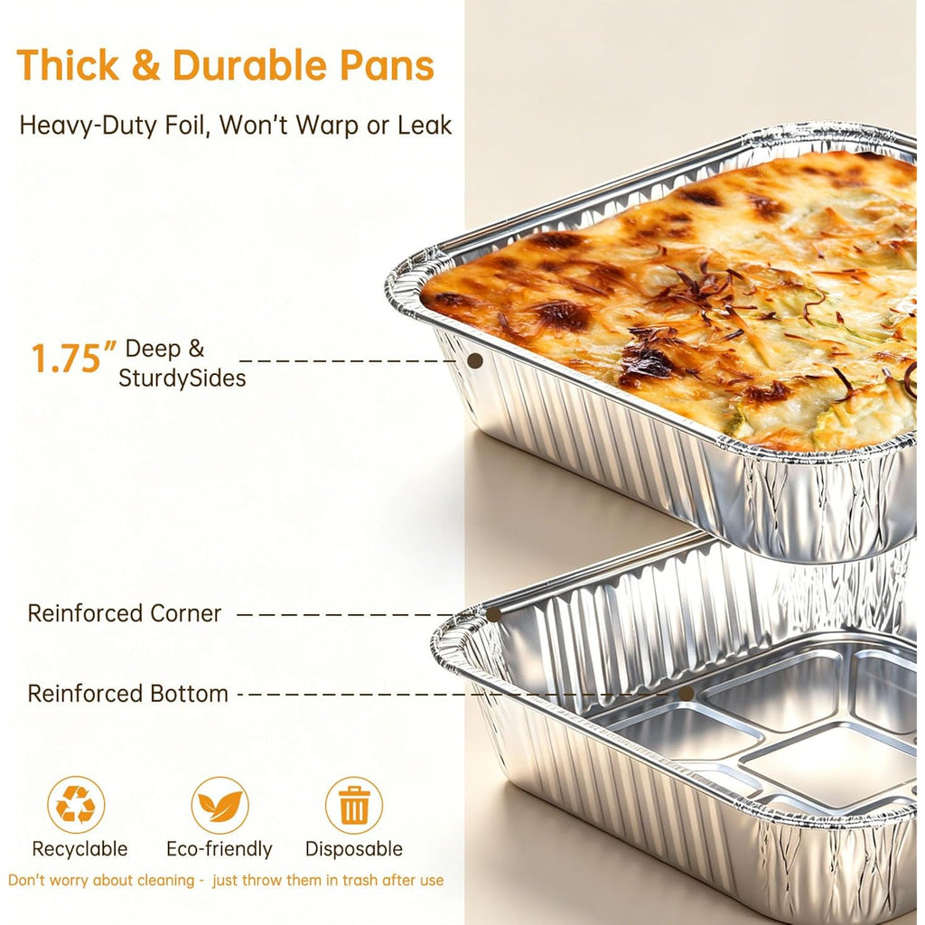 20 Pack 8X8 Aluminum Pans, Disposable Foil Baking Pans | Heavy-Duty Aluminum Foil Pans For Baking, Cooking, Heating, Storing & Meal Prepping - Oven, Freezer & Grill Safe