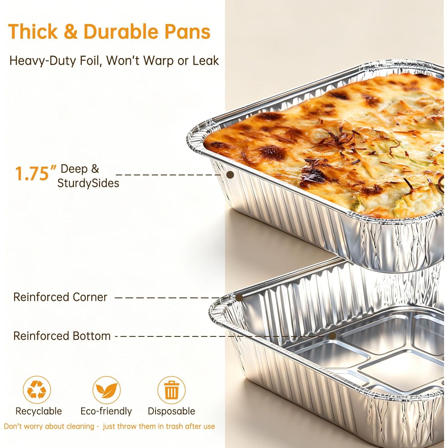 20 Pack 8X8 Aluminum Pans, Disposable Foil Baking Pans | Heavy-Duty Aluminum Foil Pans For Baking, Cooking, Heating, Storing & Meal Prepping - Oven, Freezer & Grill Safe