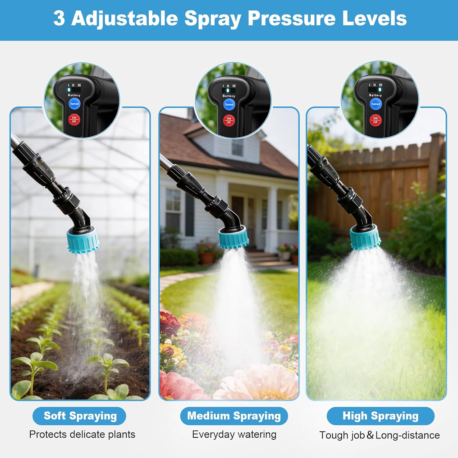 Sideking 2.6 Gallon Battery Powered Backpack Sprayer, Electric Weed Sprayer With 3 Adjustable Pressures, Battery Indicator, 5 Nozzles & 40" Telescopic Wand, Rechargeable Garden Sprayer For Lawn & Yard