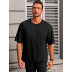 Runcati Mens Casual T-Shirts Short Sleeve Lightweight Oversized Summer Cotton Tee Beach Crew Neck Tops