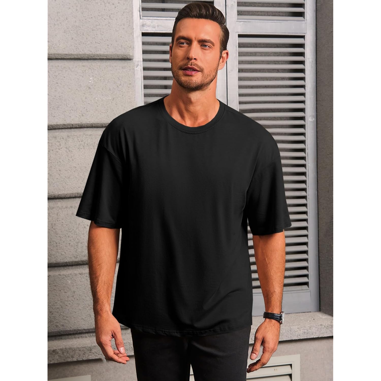 Runcati Mens Casual T-Shirts Short Sleeve Lightweight Oversized Summer Cotton Tee Beach Crew Neck Tops