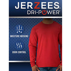 Jerzees Mens Dri-Power Cotton Blend Long Sleeve Tees, Moisture Wicking, Odor Protection, Upf 30+, Sizes S-3X