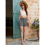 Women High Waisted Shorts with Drawstring Casual Comfy Loose Fit Summer Shorts with Pockets