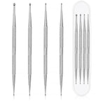 Jeffdad Nail Dotting Tool, 4 Pcs Professional Double-ended Nail Art Tools with Box, Dot Pen Metal Dot pen Nail Polish Paint Pen Dot Diamond Pattern Stainless Steel Dotting Tools Nail art(silver)