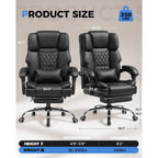 Gtplayer Executive Office Chair Big And Tall Leather Gaming Chair With Pocket Spring Cushion & Ergonomic Lumbar Support For Lower Back Pain Relief, Comfy Desk Chair With Footrest, Matte-Black