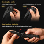 Safety Lock Pocket Knife - 3.4-inch Sharp Blade - Folding Tactical with Aluminum Handle - Ideal Tool for EDC Camping Hunting Survival Hiking - Food Processing Knives - Birthday Gifts for Men 6681
