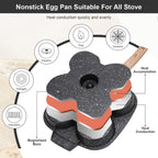 4-Cup Egg Pan Nonstick, Egg Frying Pan With Lid Pancake Pan, Omelet Pan Induction Compatible For Breakfast- Black