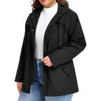 Saphirose Women'S Plus Size Rain Jacket Waterproof Rain Coat | Raincoat, Windbreaker, Lightweight, With Hood, Lining, Drawstring Waist, Snap Pockets, Daily Wear, Hiking, Outdoor, Travel