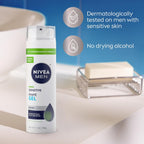 NIVEA MEN Sensitive Shave Gel, Shaving Gel for Men with Sensitive Skin, Enriched with VitaminPro Complex, 7 Oz Can, Pack of 3