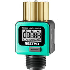Restmo Water Flow Meter With Brass Inlet Metal Thread, Measure Gallon/Liter Consumption And Flow Rate For Outdoor Garden Hose Watering, Rv Water Tank Filling, Lawn Sprinkler And Nozzle Sprayer