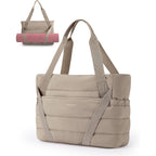 Bagsmart Tote Bag For Women With Zipper And Yoga Mat Straps Quilted Gym Tote For Travel, Work, Sport