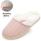 Women'S Slip On Fuzzy Slippers Memory Foam House Slippers Outdoor Indoor Warm Plush Bedroom Shoes Scuff With Faux Fur Lining