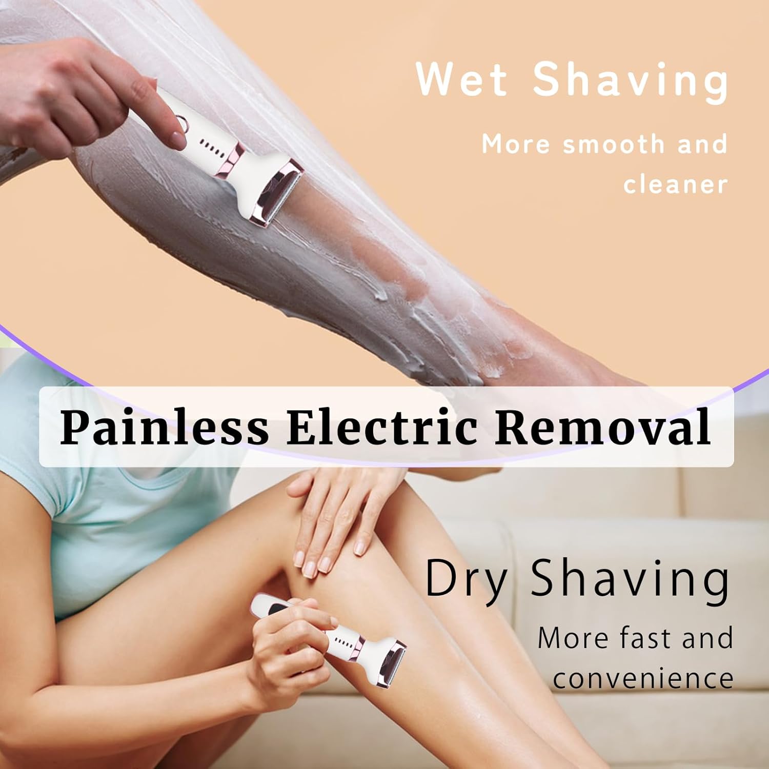 Wet & Dry Electric Razor for Women Men,4 in 1 Rechargeable Led Display Electric Shaver and Facial Hair Remover,Painless Ladies Body Razors for Nose Face Body Leg Bikini Arm Hair (White)
