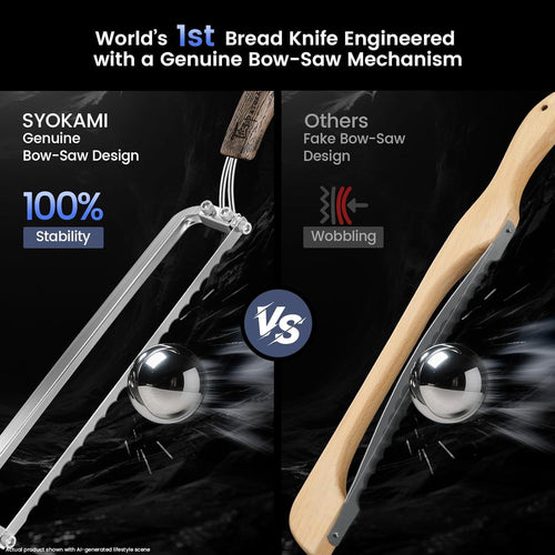 2026 Upgrade Bread Knife For Homemade Bread, World'S 1St Real Bow-Design Sourdough Bread Slicer, Razor-Sharp Cutter For Crusty Sourdough & Baguette, 4 Thickness Scale Marks, Ideal For Gift