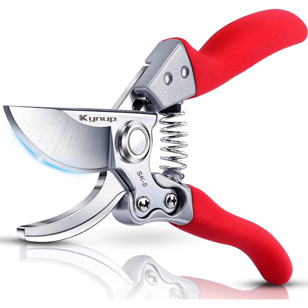 Kynup 8.6" Professional Pruning Shears For Gardening, Sk5 Stainless Steel Garden Hand Pruners For Heavy Duty Clean Cuts 4X Easier, Garden Scissors For Arthritis Left Handed, Secure Safety Lock