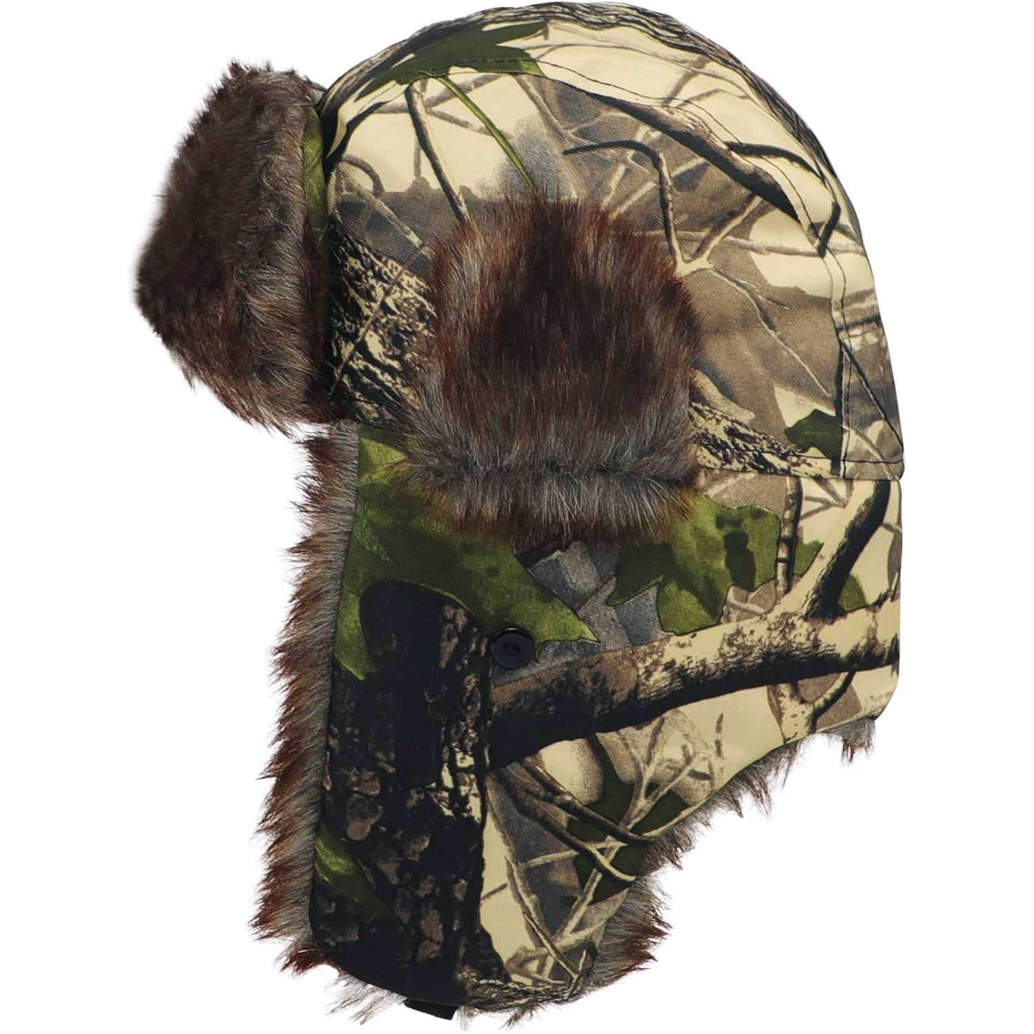 Winter Trapper Hat with Ear Flaps Fallen Leaf Camo Hunting Cap Faux Fur Ushanka Russian Warm Hat Unisex Hunter's Hats