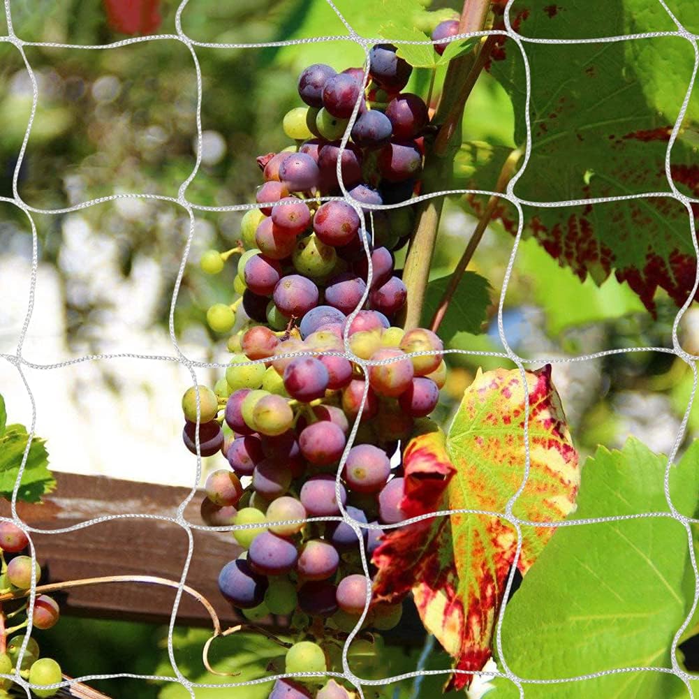 Heavy-Duty Polyester Garden Trellis Netting Plant Climbing Net For Growing Vines Plants Vegetables Fruits Flowers, White Grow Tent (5Ft X15Ft, 3.5" Opening Mesh, 1 Pack)