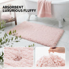 Ilango Pink Bathroom Rugs 24" × 17" Non Slip & Super Absorbent Extra Thick Soft, Washable Bath Mat For Floor, Non Shedding Microfiber Plush Holiday Bath Rug With Rubber For Shower Sink