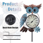 Outdoor Thermometer, Owl Outside Decor For Patio, Yard And Garden | No Battery Needed Garden Stake Wall Art Gifts Idea Waterproof