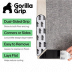 GORILLA GRIP® Rug Gripper Pads, Extra Long Reusable Double-Sided Adhesives Keep Area Rugs Corners Flat, Grips Hardwood, Tile and Laminate Floors, Renter Friendly, Holds Down Carpet in Place, 8 Pcs
