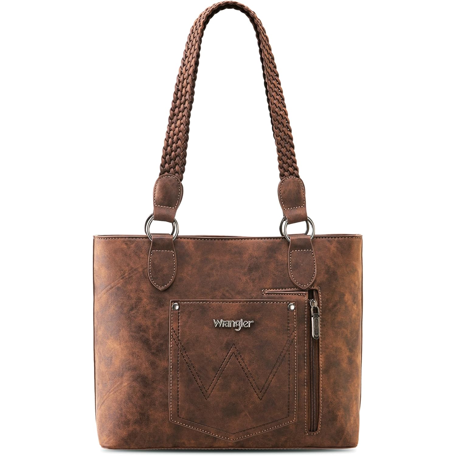 Wrangler Distressed Tote Bag for Women Western Purse Multi Pockets Handbags and Shoulder Bag