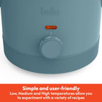 bella 1.5 Qt Slow Cooker with 3 Heat Manual Control, Ceramic Nonstick Coating, Dishwasher Safe Stoneware Pot and Tempered Glass Lid, Tangle Free Cord Wrap & Cool Touch Handles, Surf