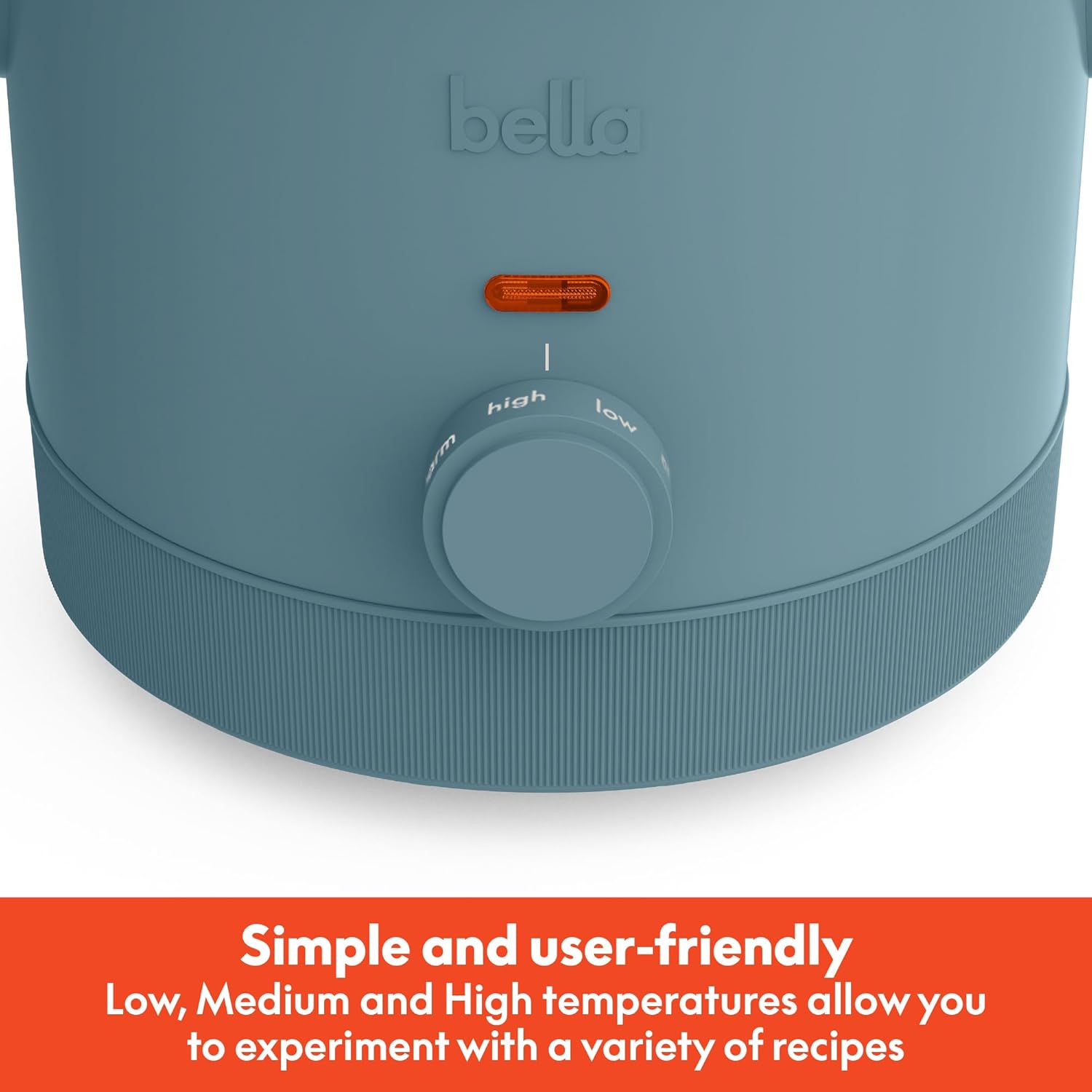 bella 1.5 Qt Slow Cooker with 3 Heat Manual Control, Ceramic Nonstick Coating, Dishwasher Safe Stoneware Pot and Tempered Glass Lid, Tangle Free Cord Wrap & Cool Touch Handles, Surf