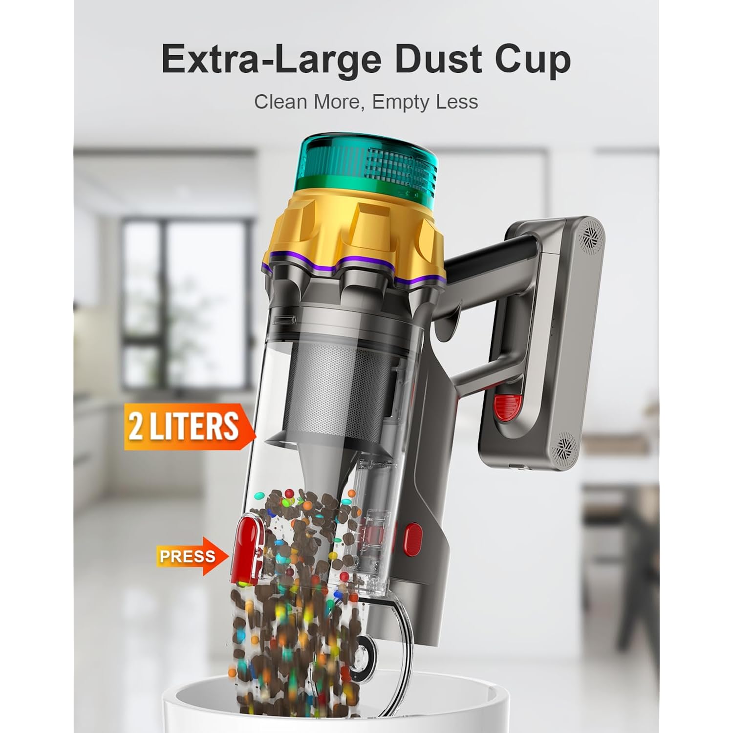 Cordless Vacuum Cleaner, 55Kpa 650W 70Mins Extra-Large Dust Cup Cordless Stick Vacuum, Rechargeable Vacuum Cleaner With Self-Standing, Vacuum Cleaners For Home, Hardwood Floor, Carpet, Pet Hair