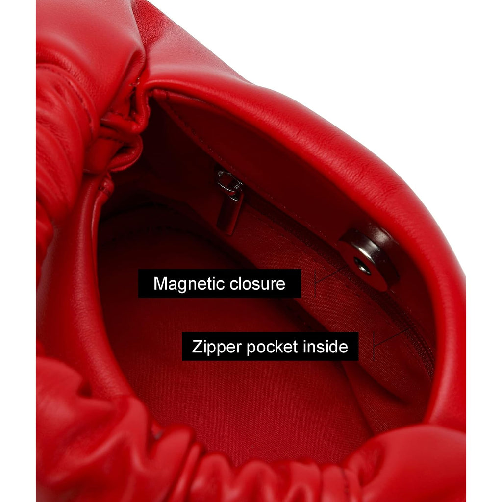 Small Purses Hobo Bags For Women Faux Leather Ruched Top Handle Bag | Pleated Handbags Soft Purse Mini Hobo Bag Daily Casual