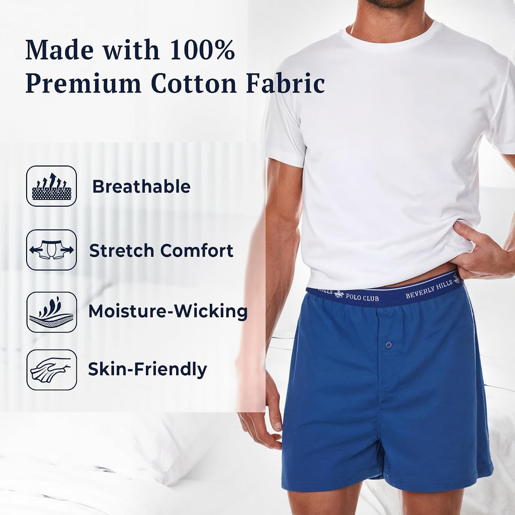 Beverly Hills Polo Club Men'S 4 Pack Knit Boxer Short