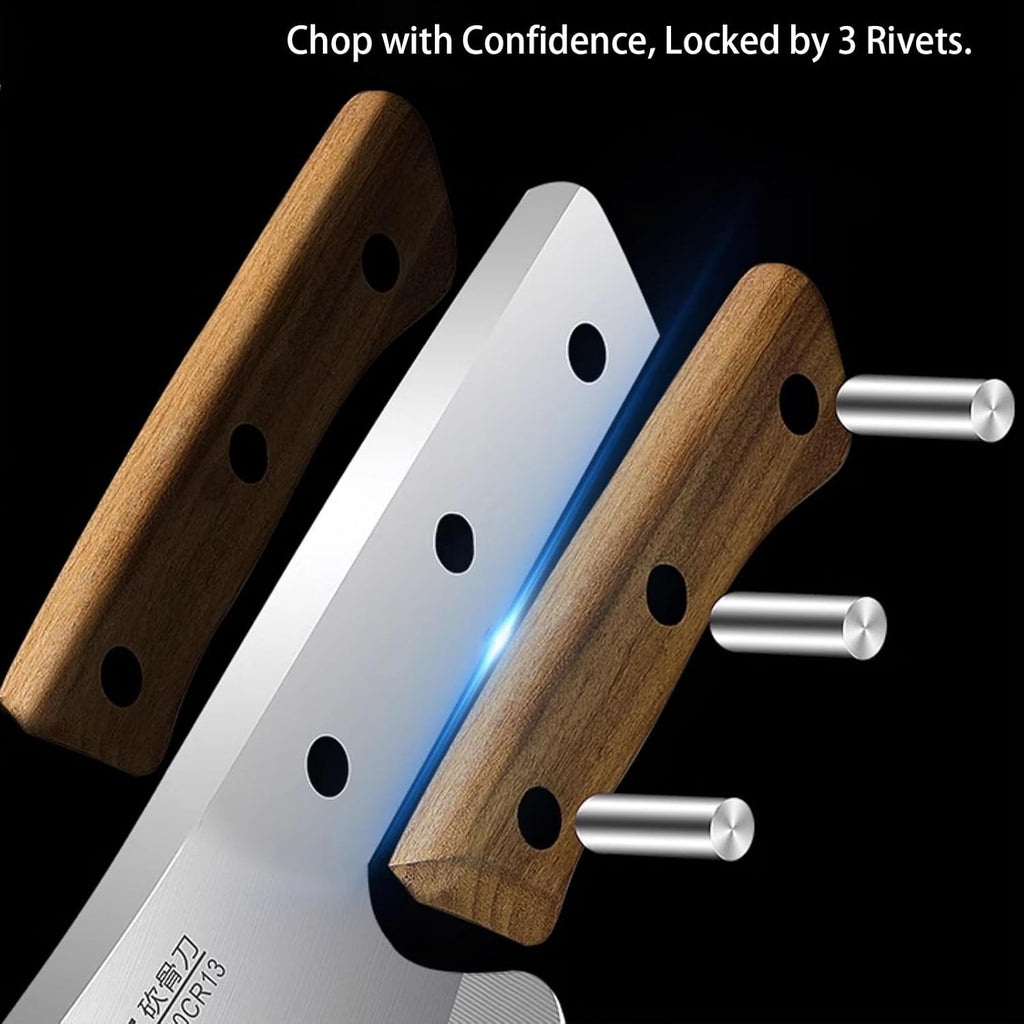 Meat Bone Cleaver Knife For Meat Cutting, Handmade Heavy Duty Butcher Axes, Hand Forged Full Tang Chopper For Home Kitchen Outdoor Bbq Camping Birthday Christmas Mother Father Gifts Idea Men
