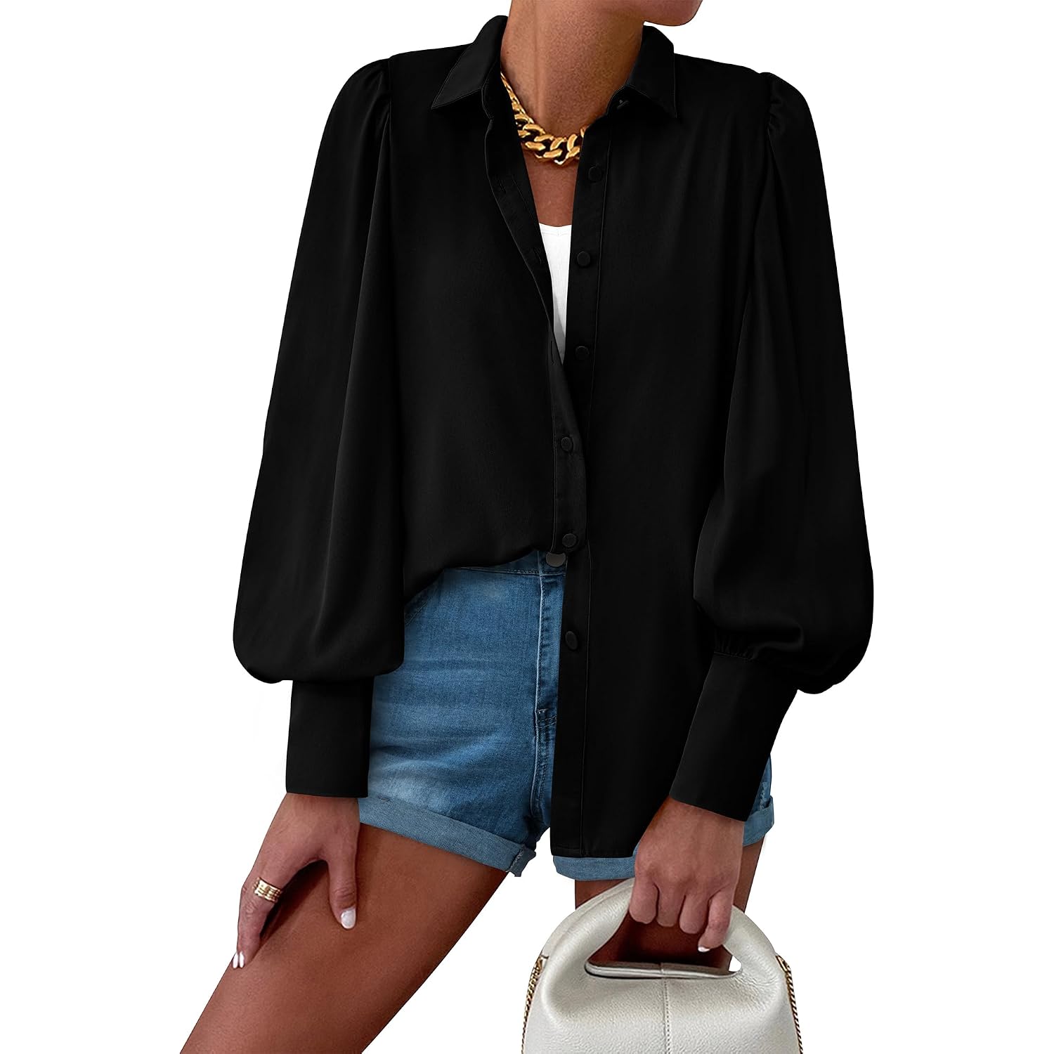 Btfbm Blouses For Women Dressy Casual, V Neck Long Sleeve Button Down Shirt, Fall Summer Tops, 2026 Fashion Clothing