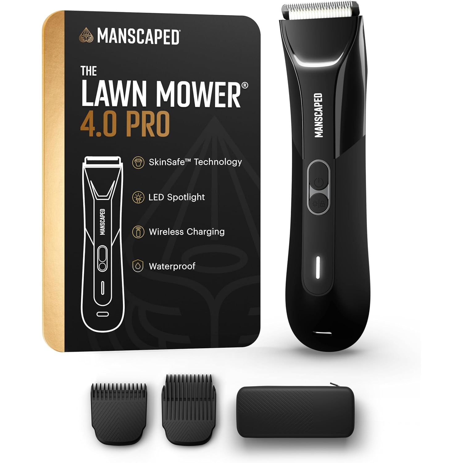 MANSCAPED® The Lawn Mower® 4.0 PRO - Groin & Body Hair Trimmer, Updated SkinSafe® Trimmer Blade, Waterproof Wet/Dry Groomer, USB-C & Wireless Charging Compatible, Men’s Ball Shaver with Travel Lock