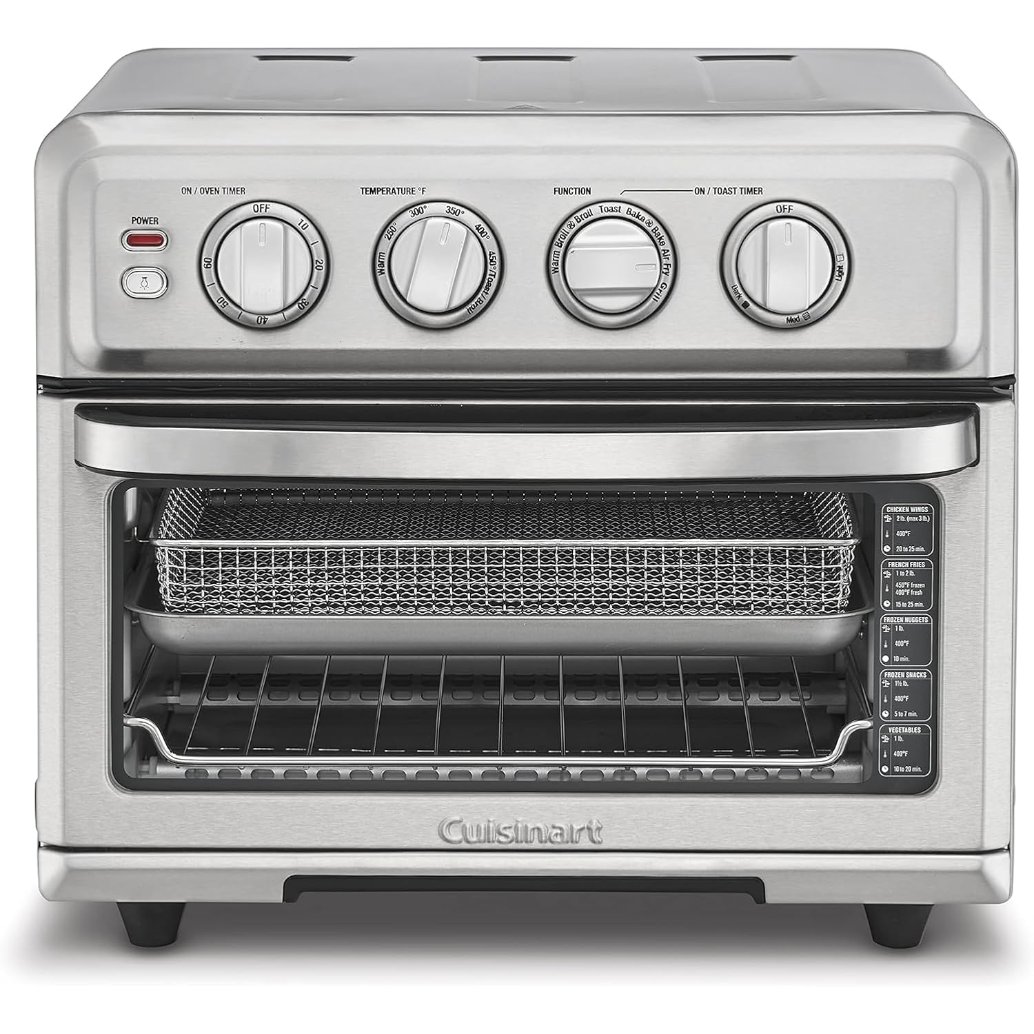 Cuisinart Air Fryer Toaster Oven, 1800W, 8-in-1 with Air Fry, Convection, Broil & Warm, 0.6 Cubic Feet, 60-Minute Timer, TOA-70NAS, Stainless Steel