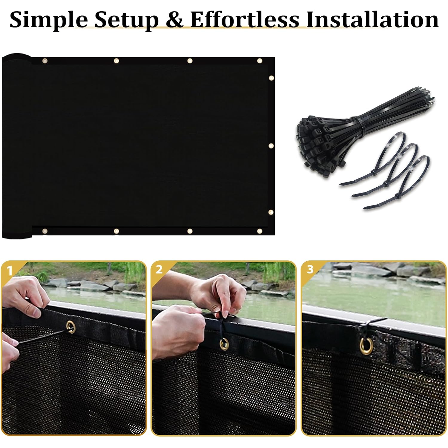 Shade&Beyond 4' X 50' Fence Privacy Screen Heavy Duty 170 Gsm Fencing Mesh Shade Net Cover For Wall Garden Back Yard Outdoor Home Decoration, Black