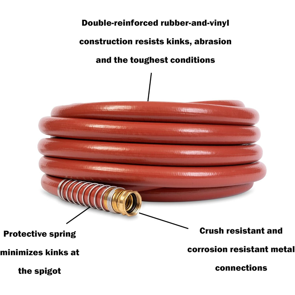 Gilmour Pro Commercial 3/4" X 50' Heavy Duty Water Hose, Durable And Kink Resistant 50 Ft Garden Hose | 400 Psi Heavy Duty Commercial Hose, Kink Resistant, Brass Fittings, Made In Usa