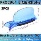 Heat Insulation Sectioning Clips, 2Pcs Blue Hair Styling Clips - Wig & Extension Separator Tools 7-Tooth Design (9.5X4.5Cm/3.7X1.7In) For Highlighting, Dyeing, Salon & Home Use